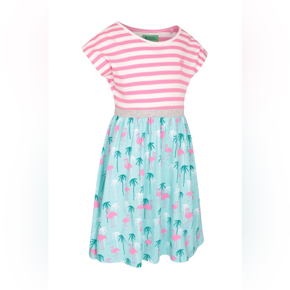 Pink and Blue Striped Flamingo Dress